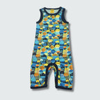 Jellyfish print play suit romper in black with black trim, DUNS Sweden – rompers suit, infant clothes unisex