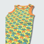 Multi radish print play suit romper in yellow cream with radiant yellow trim, DUNS Sweden – rompers suit, infant clothes unisex