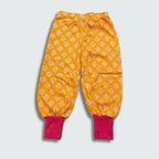 Clover print baggy pants leggings in radiant yellow with hot pink trim, DUNS Sweden – toddler leggings, infant clothes unisex