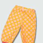 Clover print baggy pants leggings in radiant yellow with hot pink trim, DUNS Sweden – toddler leggings, infant clothes unisex