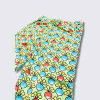Multi radish print baggy pants leggings in green ash with capri blue trim, DUNS Sweden – toddler leggings, infant clothes unisex