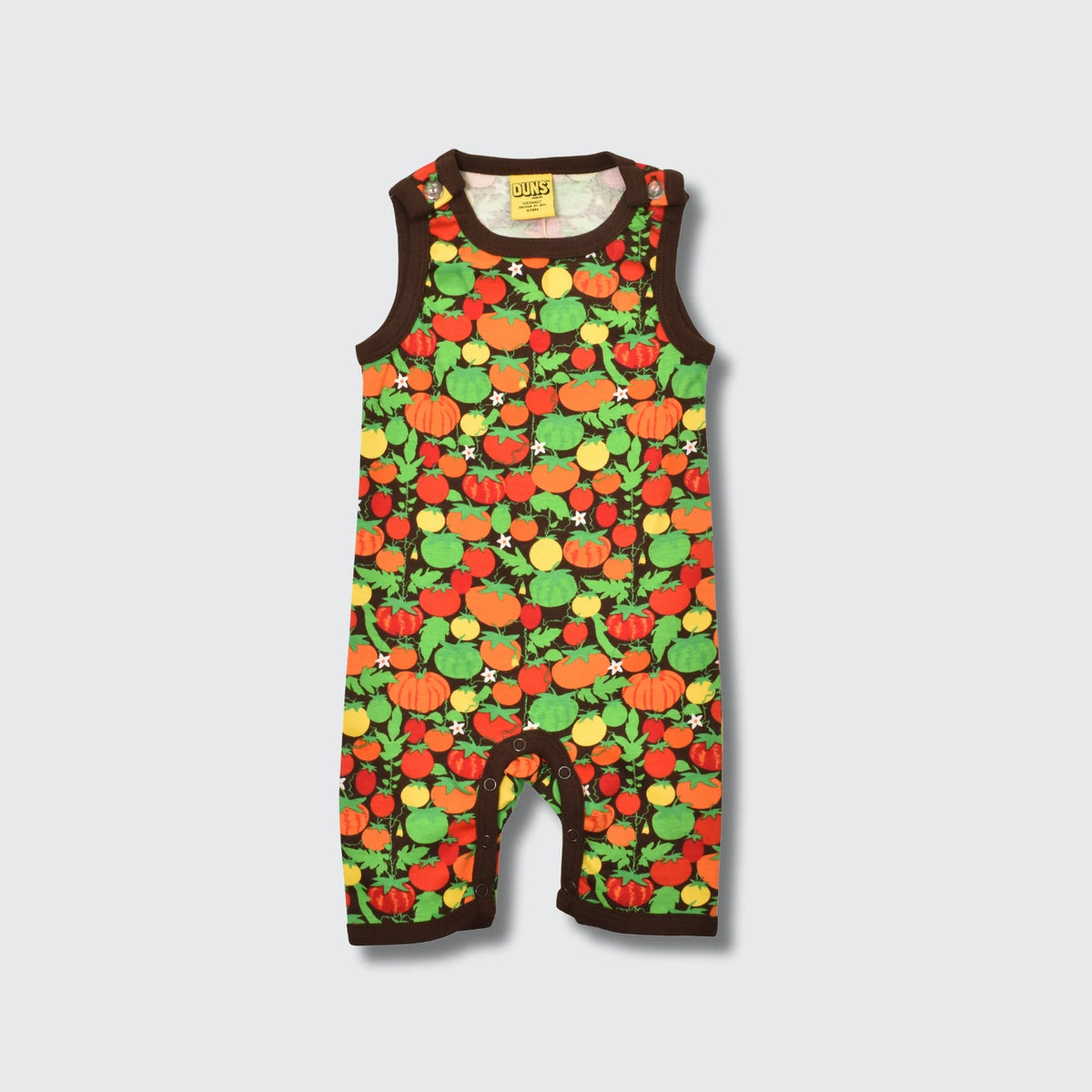 DUNS Sweden Tomatoes Dark Brown Playsuit - organic cotton kids clothing by DUNS Sweden