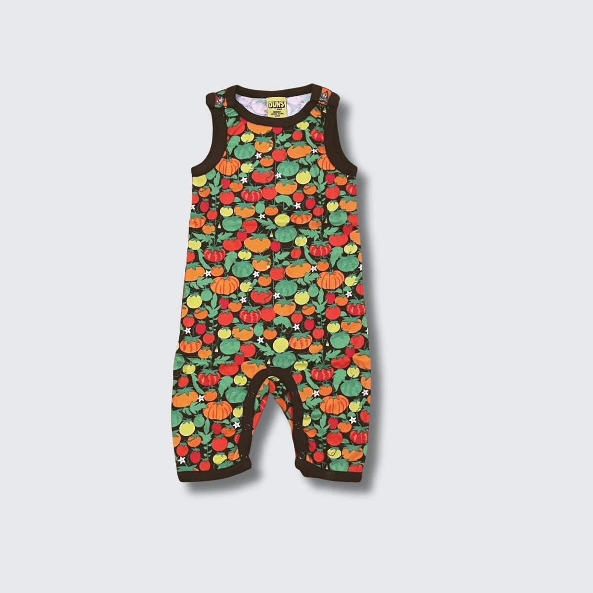 DUNS Sweden Tomatoes Dark Brown Playsuit - organic cotton kids clothing by DUNS Sweden