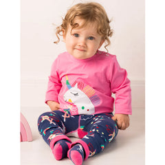 Frugi Organic Lia Appllique Top - Mid Pink/Piskie
