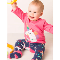 Frugi Organic Lia Appllique Top - Mid Pink/Piskie