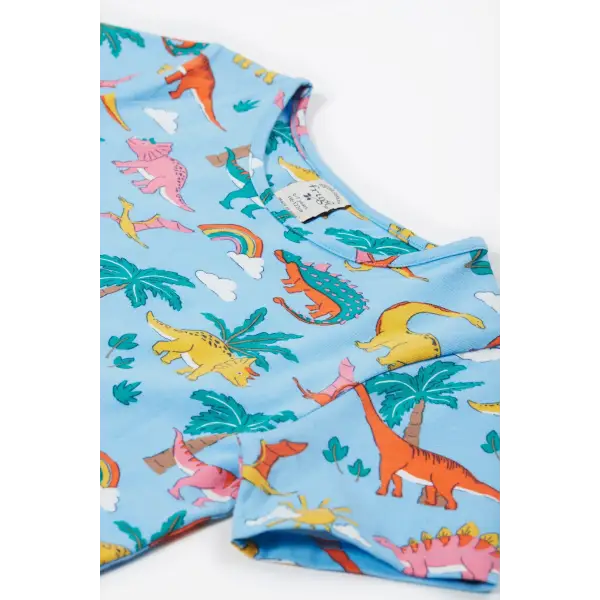 Frugi Bluebird Dinoland Sunshine Skater Dress Certified Organic Cotton - Dresses