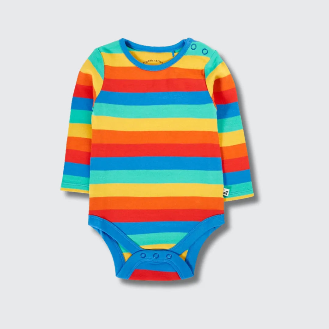 Frugi Brilliant Body: Organic Rainbow Stripe