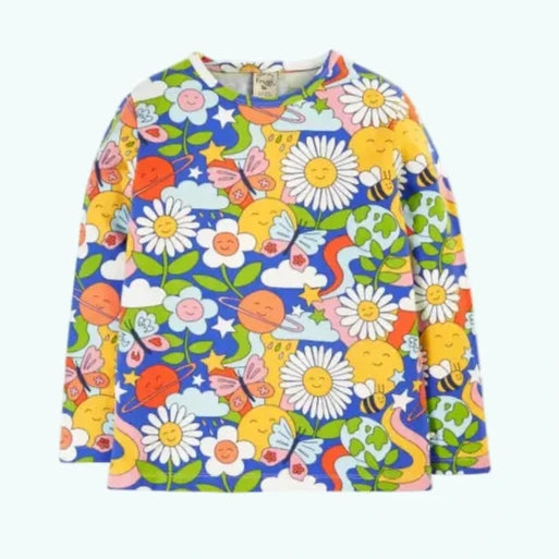 Frugi Organic Bryher Girls Top - Retro Happy - T-shirts