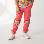 Frugi Malpas Applique Joggers – Rhubarb/Happy - Baby goes Retro