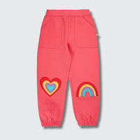 Frugi Malpas Applique Joggers – Rhubarb/Happy - Baby goes Retro