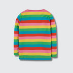 Colorful striped sweater on a light gray background
