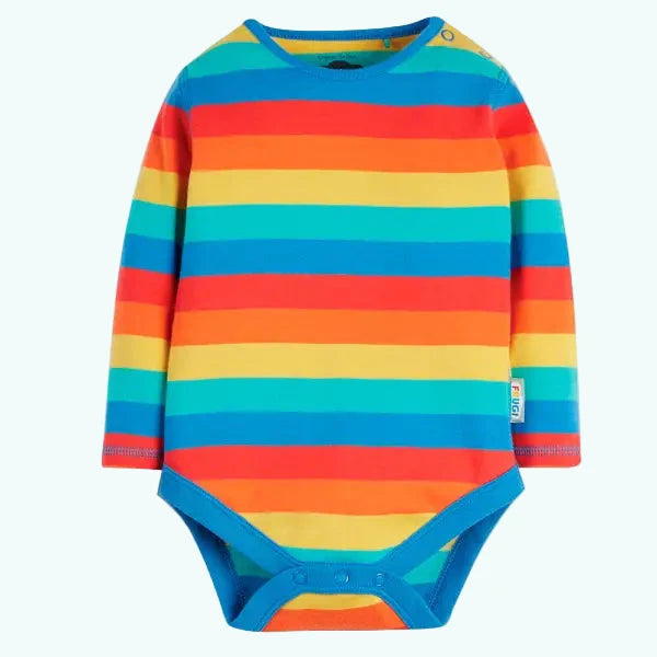 Frugi Organic Everyday l/s Bodysuit - Rainbow Stripe - Bodysuits
