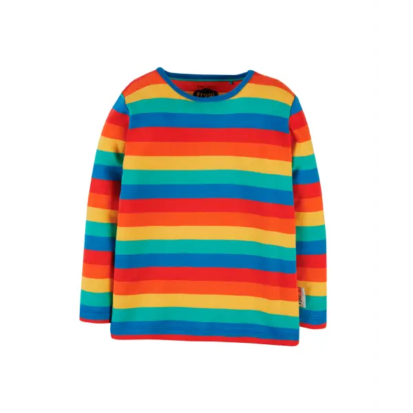 Frugi Organic Favourite l/s Tee - Rainbow Stripe - T-shirts