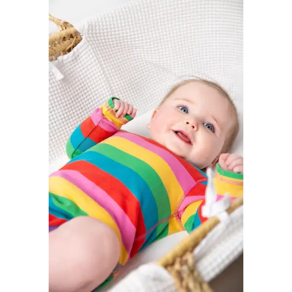 Frugi Organic Foxglove Rainbow Stripe Bodysuit - Bodysuits