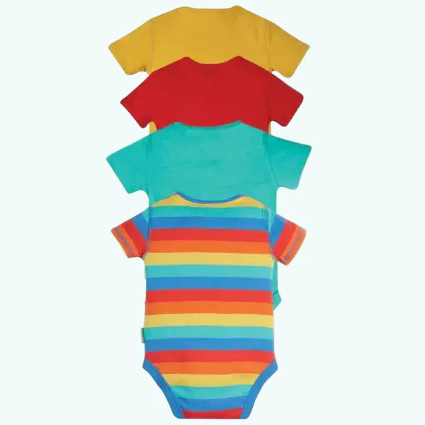 Frugi Organic Rainbow Body Suit 4 Pack Popper Fastenings - T-shirts