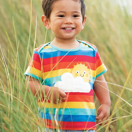 Frugi Organic Rainbow Sun Appliqué Unisex T-Shirt - T-shirts