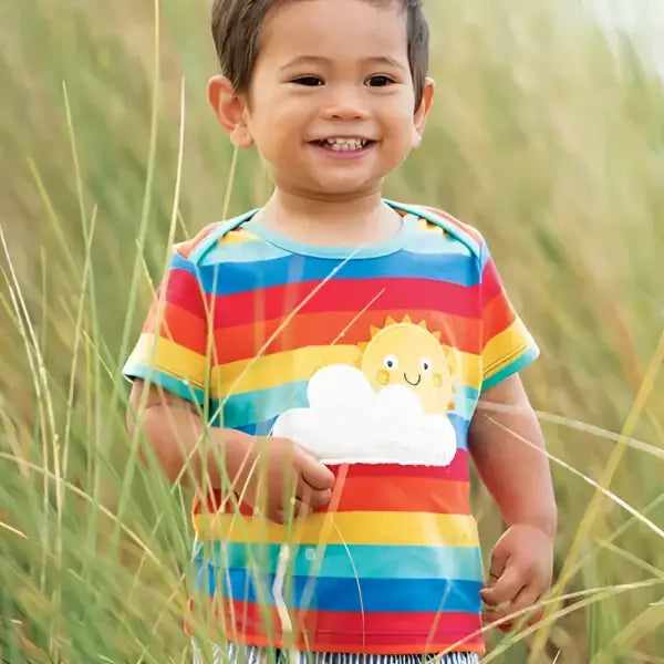 Frugi Organic Rainbow Sun T-Shirt Organic Cotton Rib - T-shirts