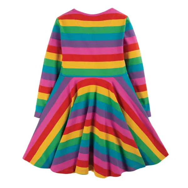 Frugi Organic Sofia Skater Dress Foxglove Rainbow Stripe - Dresses