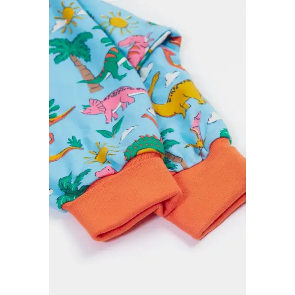 Frugi Parsnip Pants Bluebird Dinoland Print Organic Cotton - Bottoms