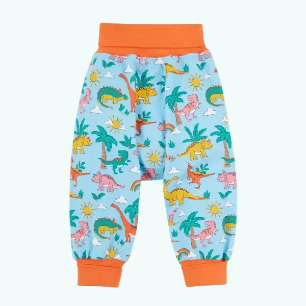 Frugi Parsnip Pants Bluebird Dinoland Print Organic Cotton - Bottoms