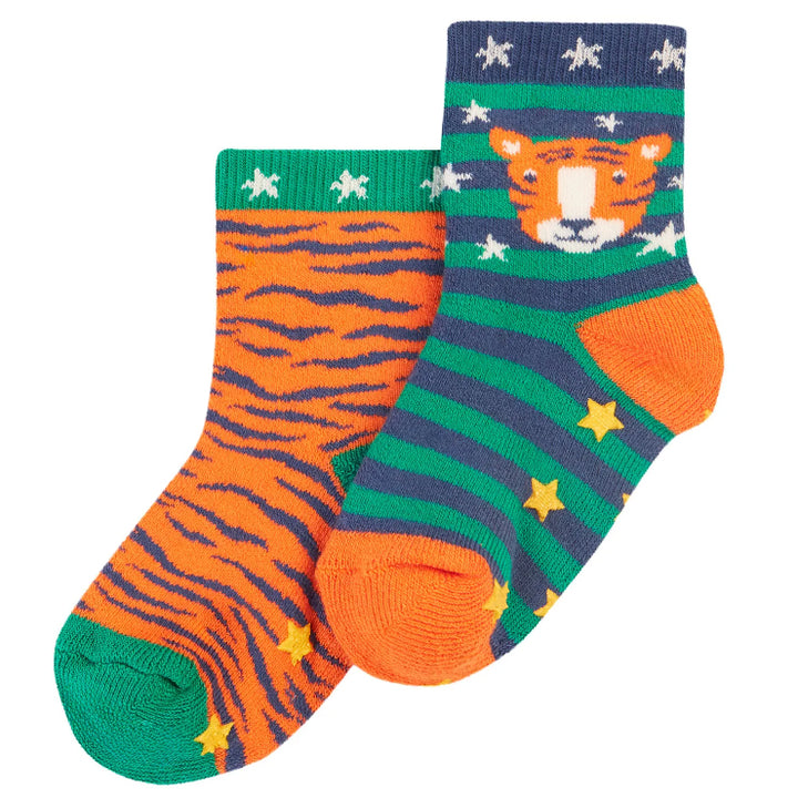Frugi Organic Grippy Socks 2 Pack – Tiger Multipack Frugi Socks
