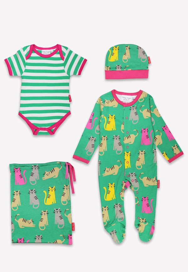 Toby Tiger Organic Kitten Print Baby Gift Set Toby Tiger Gift Set
