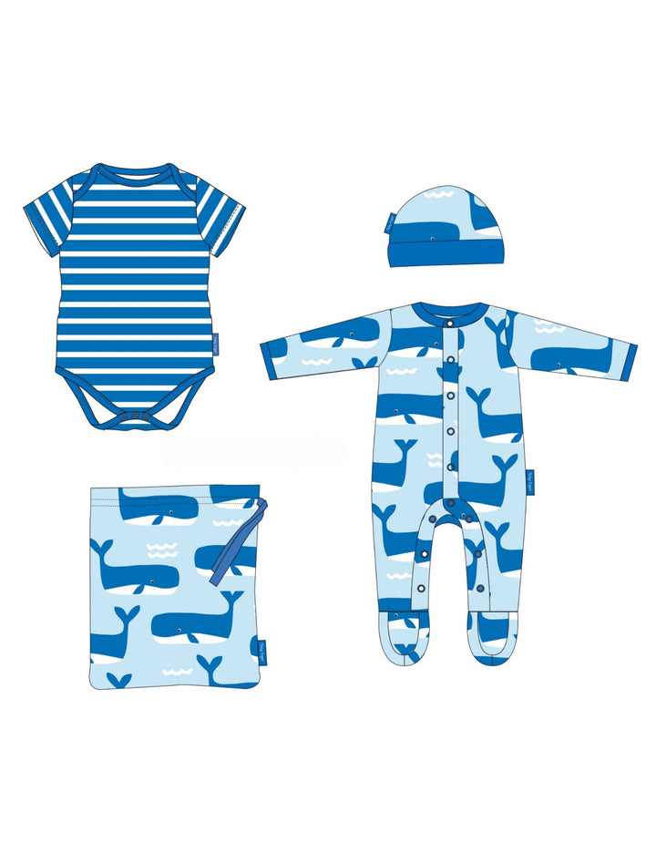 Toby Tiger Organic Whale Waves Print Baby Gift Set Toby Tiger Gift Set