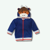 Children's hoodie with cow design on a white background