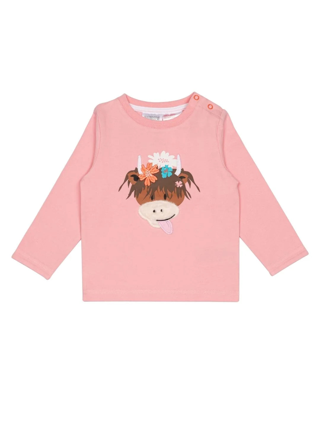 Girls pink top Bonnie the Highland Cow