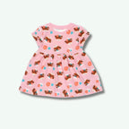 Pink dress with animal pattern on a white background