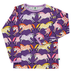 Smafolk Organic Kids l/s Tee - Horses - Purple Heart