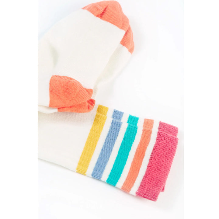 Frugi Hygge Organic High Knee Socks - White Rainbow Frugi Socks