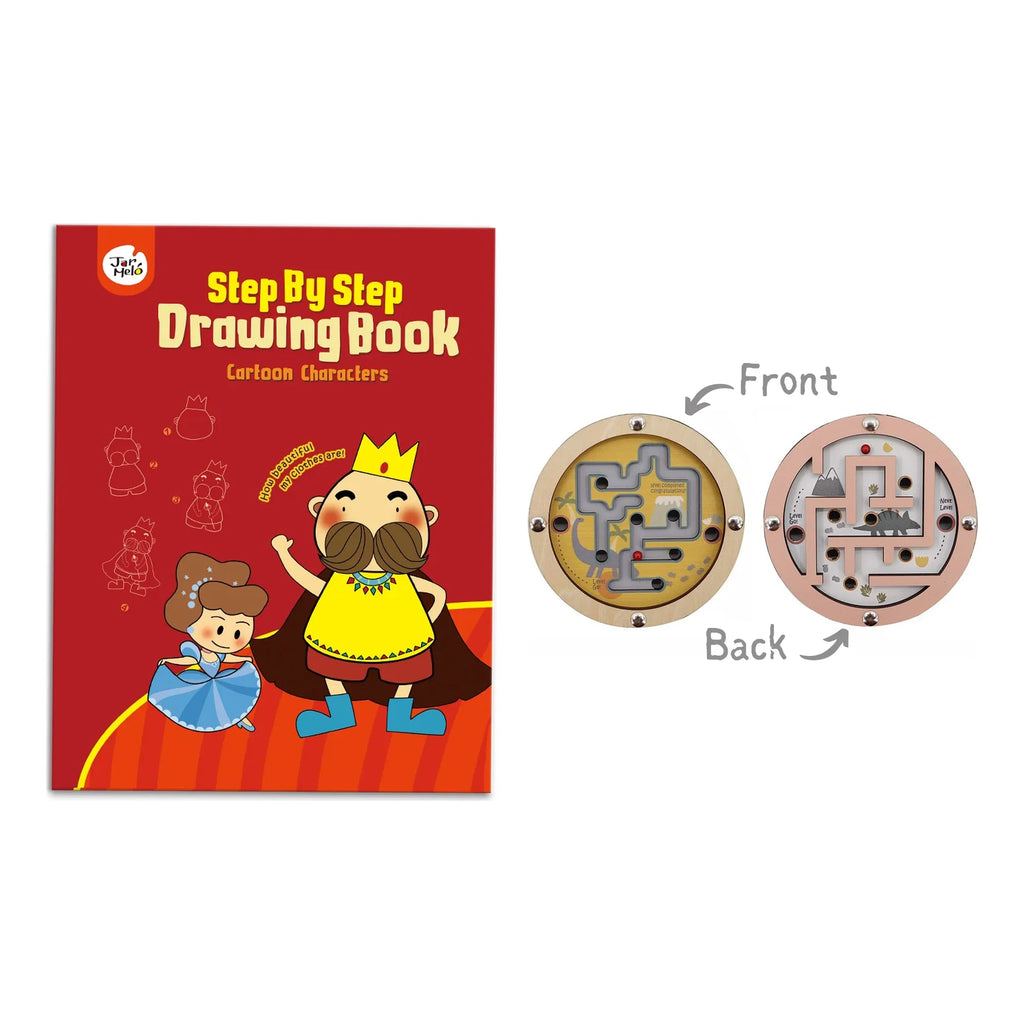 Kids Drawing Book and Maze Bundle, cartoon characters drawing book with dinosaur pocket maze