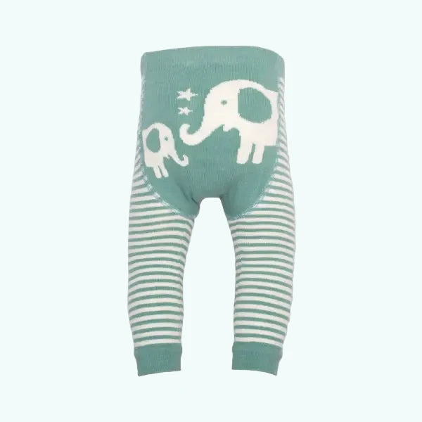 Kite Elephant Intarsia Leggings Spruce Green Stripe - Leggings