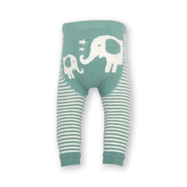 Kite Elephant Intarsia Leggings Spruce Green Stripe - Leggings