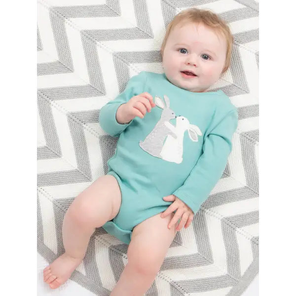 Kite Hare AppliquŽ Long Sleeved Baby Suit - Bodysuits