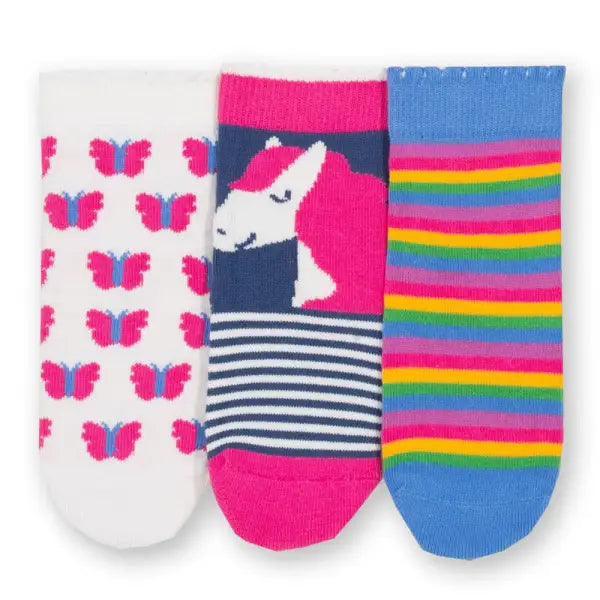 Kite Organic Pretty Pony Socks 3 Pack Organic Cotton Rainbow Stripe - 6 - 12 months - Socks