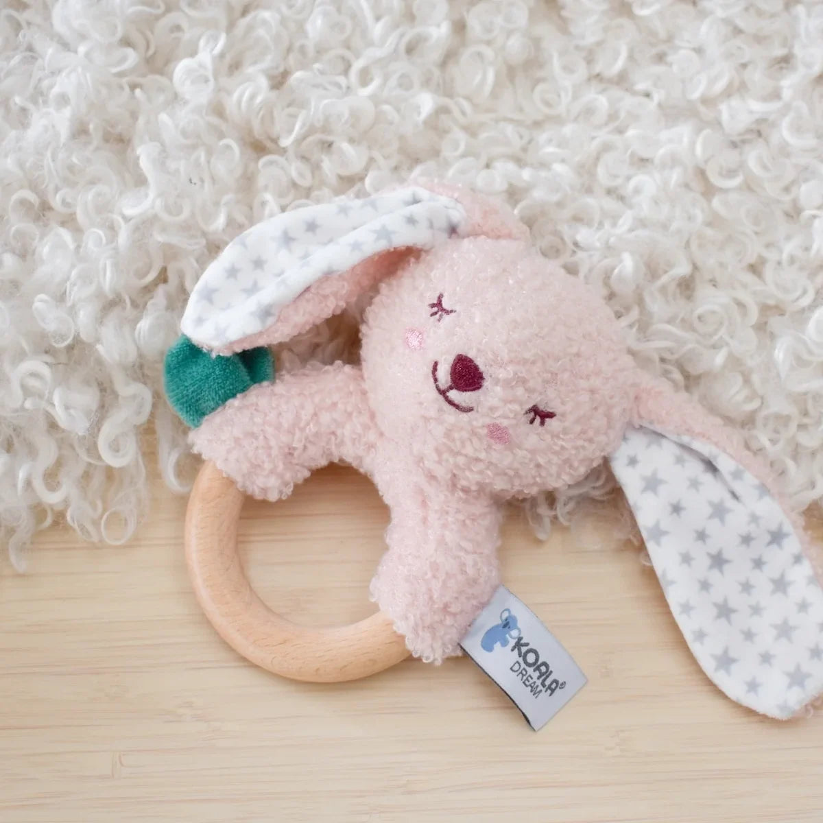 Koala Dream Snuggle Buddy Berry Bunny Wooden Ring Rattle view 3