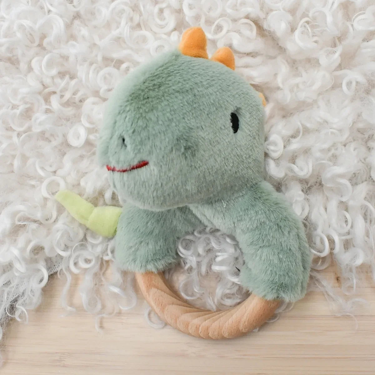 Koala Dream Snuggle Buddy Minty Dinosaur Wooden Ring Rattle view 6