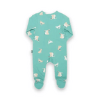 Organic Bunny Sleepsuit with Zip Opening and Integrated Scratch Mitts - LS Bodysuits
