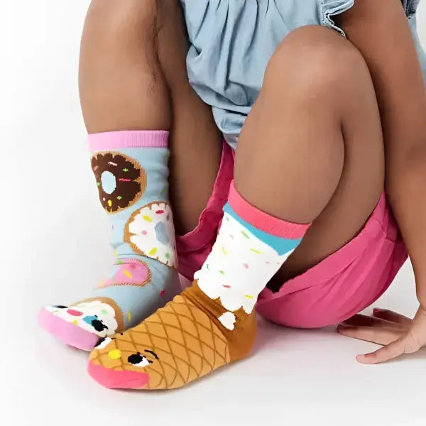 Pals Socks - Donut & Ice Cream - Kids collectible mismatched socks - Socks