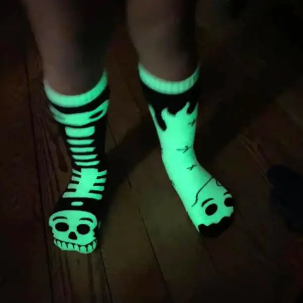 Pals Socks - Ghost & Skeleton {GLOW IN THE DARK} - Kids collectible mismatched socks - 1 - 3 years - Socks