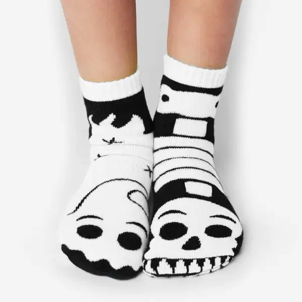 Pals Socks - Ghost & Skeleton {GLOW IN THE DARK} - Kids collectible mismatched socks - 1 - 3 years - Socks