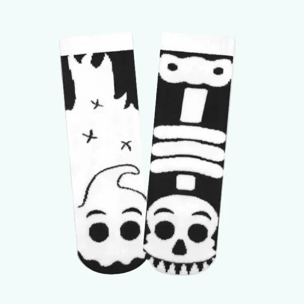 Pals Socks - Ghost & Skeleton {GLOW IN THE DARK} - Kids collectible mismatched socks - 1 - 3 years - Socks
