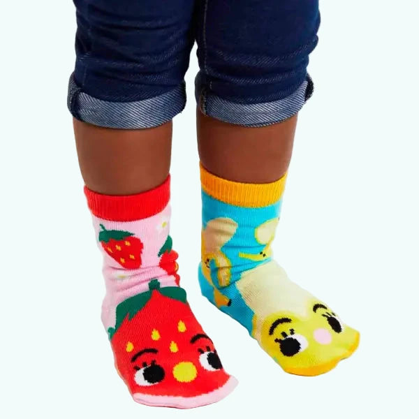 Pals Socks - Strawberry & Banana - Kids collectible mismatched socks - Socks