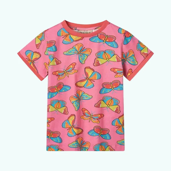 Smafolk Bubblegum Butterfly Girls T-shirt - T-shirts