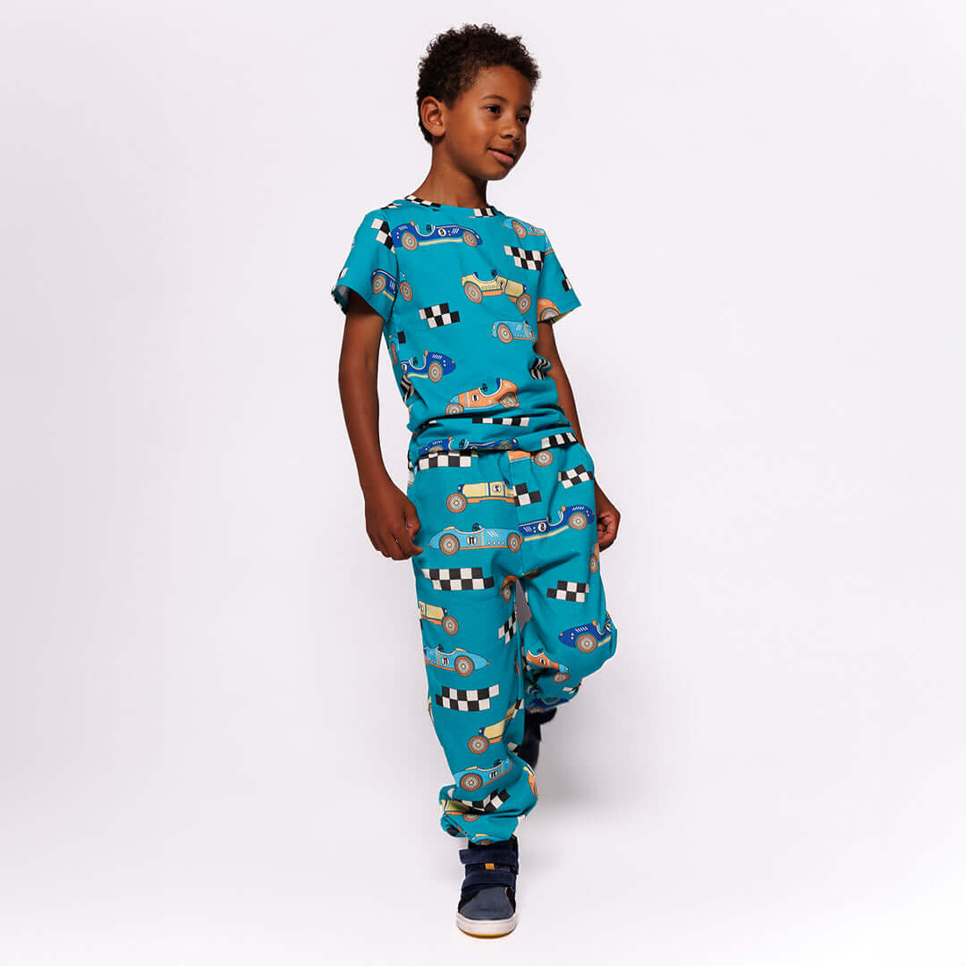 Smafolk Teal Race Cars Sweatpants - Pants
