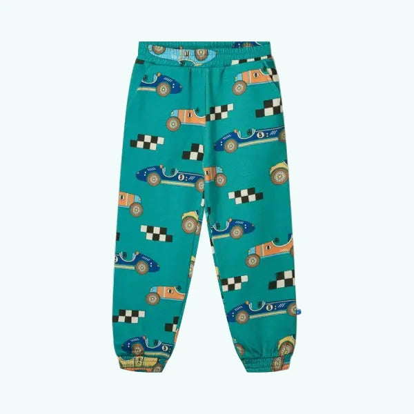 Smafolk Teal Race Cars Sweatpants - Pants