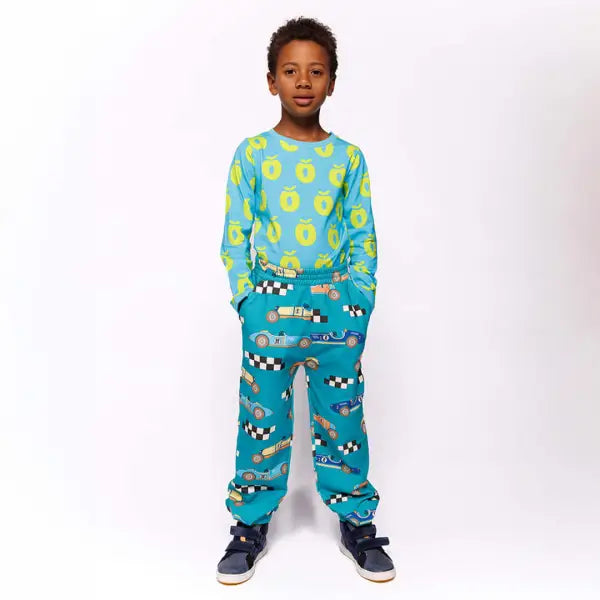 Smafolk Teal Race Cars Sweatpants - Pants