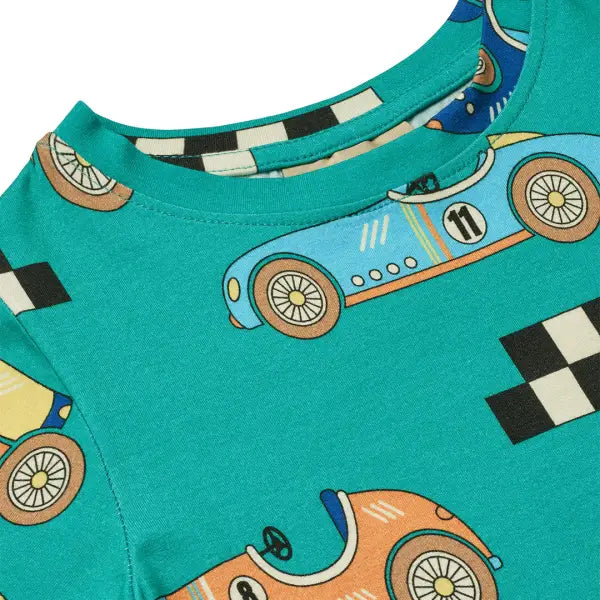 Smafolk Teal Race Cars T-shirt - T-shirts